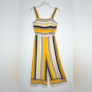 Japna Striped Wide Leg Jumpsuit Lined Cropped‎ Retro Mod  Resort-wear Sz M